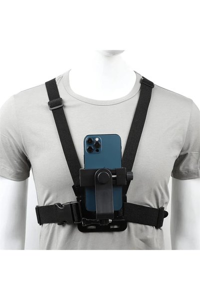 Choice black Hands Free Adjustable Chest Phone Strap Universal Harness Strap ...