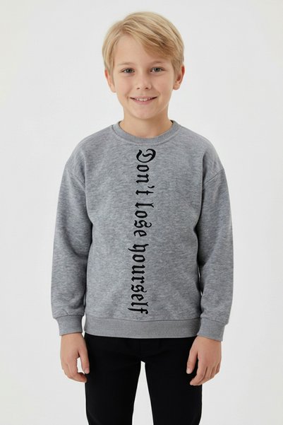 Fulla Moda Don'T Lose Yourself Lettering Printed Crew Neck Boys' Sweatshirt