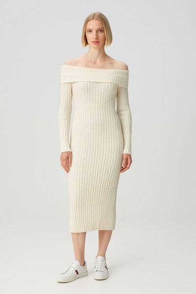 HAKKE Madonna Collar Long Knitwear Dress