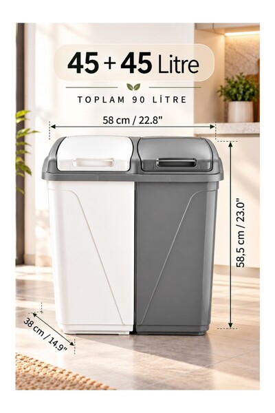 Violet Kirli Çamaşır Sepeti Iki Bölmeli 90 Litre (büyük)