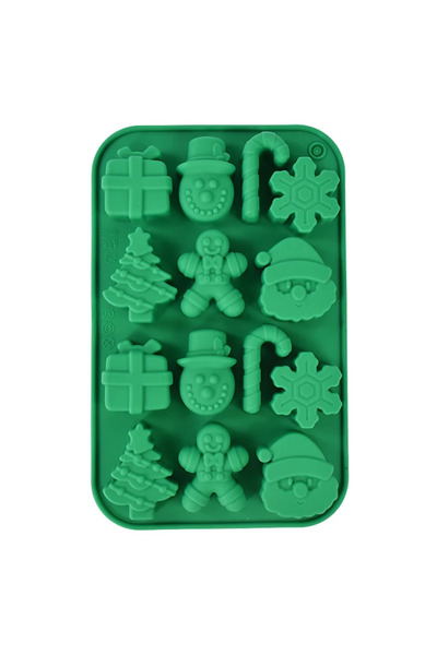 Choice Green Silicone Christmas Chocolate Molds Snowflake Xmas Tree Gingerbre...