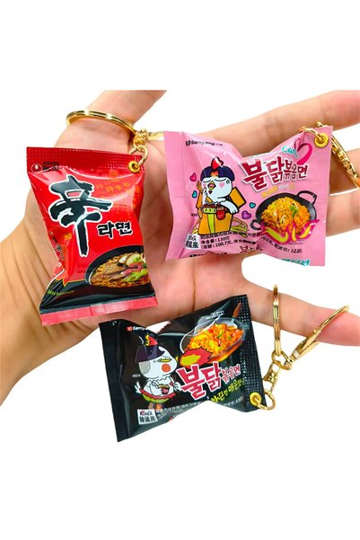 Choice3 black-pink-red Simulation Instant Noodles Keychain On The Phone Mini ...