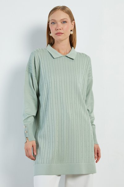 Fulla Moda Fullamodest Jacquard Polo Neck Tunic