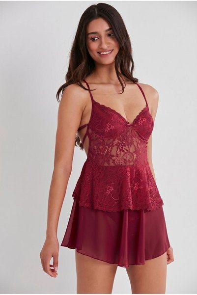Pierre Cardin Γυναικείο νυχτικό Satin Lace - 645 Claret Red