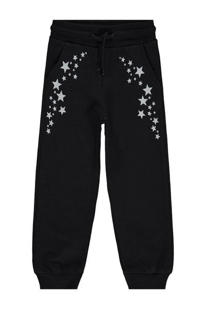 Civil Girls Star Printed Sweatpants for 6-9 Years Old - Black