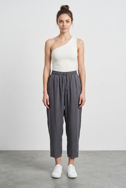 Fulla Moda Beli Lastikli Cepli Tencel Kumaş Pantolon
