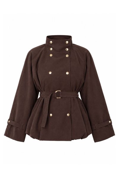 ESRAHELVACI Gold Düğmeli Kemerli Trench