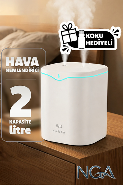 NGA 2 Litre Typ-c Girişli Çift Püskürtmeli Ultrasonik Hava Nemlendirici Buhar...