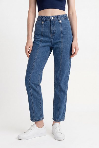 HAKKE Yüksek Bel Straight Fit Denim PANTOLON