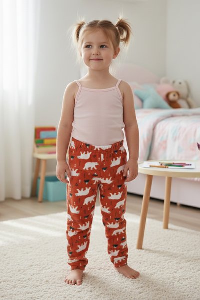 Fulla Moda Polar Bear Patterned Fleece Unisex Children's Pajama Bottoms