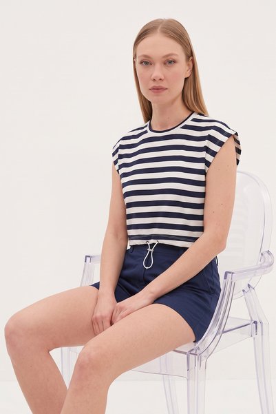 Fulla Moda Modal Sleeveless T-Shirt with Striped Stopper