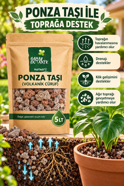 bahar botanik Kırmızı Ponza taşı(Volkanik cüruf) 5 kg | Doğal Toprak Düzenley...