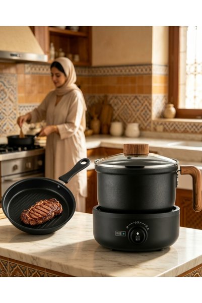 Muchmy 1.5 Liter Electric Cooker Mini Hot Pot Non Stick Pan Steamer And Grill...