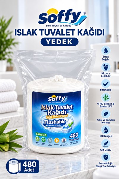 Soffy Yedek Islak Tuvalet Paketi Tuvalete Atılabilen Flushable 480'Adetli