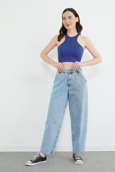 Fulla Moda Yüksek Bel Şalvar Jean