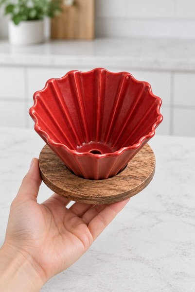 ALOHA EQ QUALITY Kırmızı V60 02 Seramik Dripper | Isıya Dayanıklı Pour Over F...