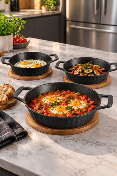 HASCHEF Yakut Döküm Yapışmaz Koku Tutmaz Granit Kaplama Sahan Seti