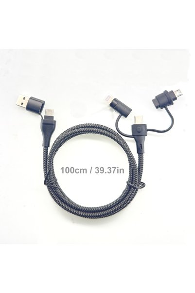 Choice 5 في 1 100 سم - أسود PD 65 واط 4 كابل شحن سريع متعدد 5 في 1 USB C مضفر...