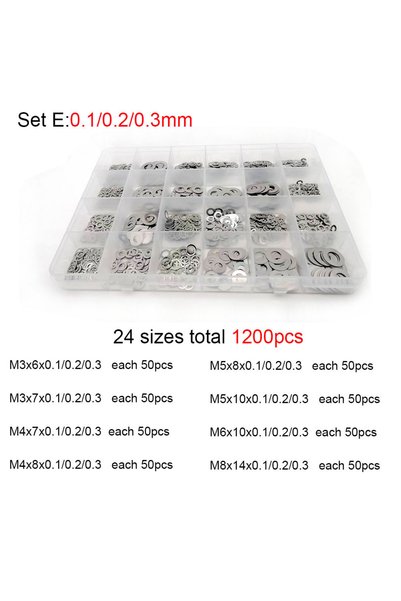 choice2 Set E 0.1 0.2 0.3mm 500/750/1200Pcs M2 M3 M4 M5 M6 M7 M8 304 A2 Stain...