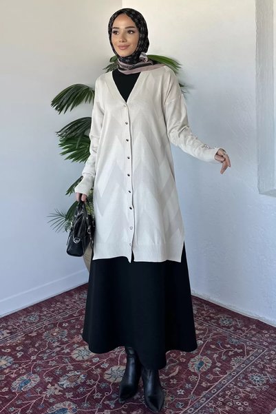 TOZLU كارديجان تريكو مزين بأزرار أمامية (مناسب للمقاسات m-l-xl)