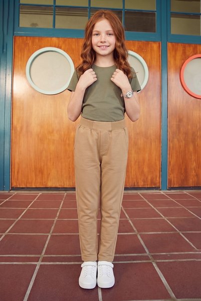 Fulla Moda Beli Bağcıklı Penye Kumaş Unisex Çocuk Pantolon