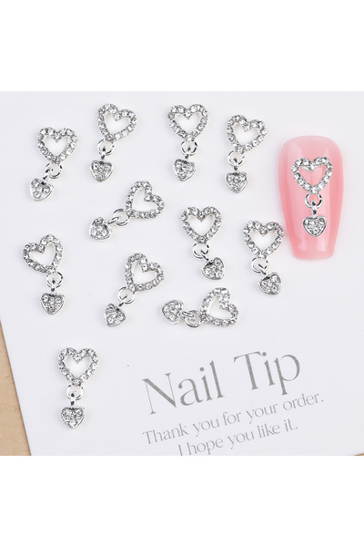 Choice Heart Pendant 10pc 10/20PCs Silver Star Nail Charms With Rhinestones S...