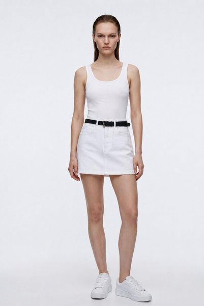 HAKKE Belted Skirt-Looking Shorts Skirt