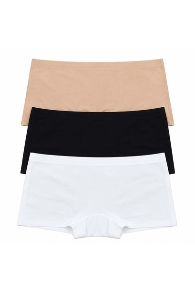 BONBON Women's Cotton Fabric 3-Pack Seamless Non-Marking Laser Cut Boxer Bb2853