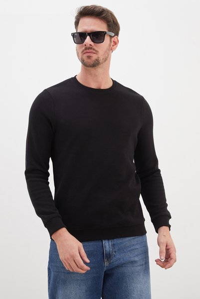 Fulla Moda Ribbed Crew Neck Thessaloniki Knit Sweatshirt