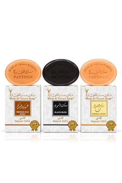 MUSK AL TAHARA 3Pcs Sensitive Zone and Body Black + Sandal+Smoked Oud Musk Fr...