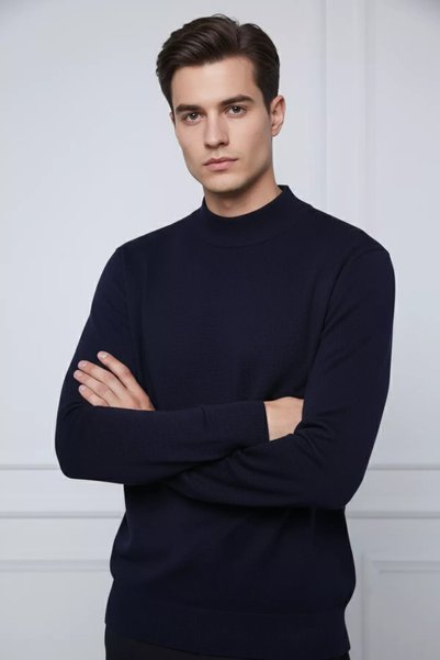 TOZLU Men's Half Fisherman Knitwear Sweater