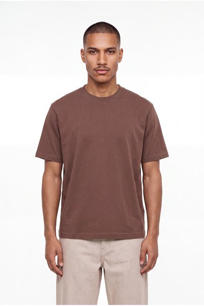 Machinist Men's Basic Relaxed Slim Cotton T-Shirt Cocoa