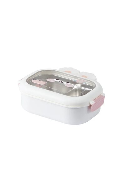 Choice White Stainless Steel Bento Box Creative Rabbit Design Divides Sealed ...