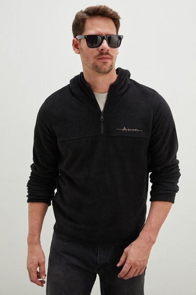 Fulla Moda Half Zipper Hooded Fleece Sweatshirt