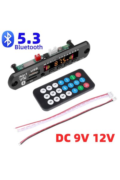 kebidu DC 9V 12V Bluetooth 5.1 MP3 WMA WAV Decoder Board 12V Handsfree 6.5mm ...