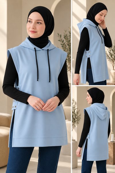 mirach Yanları Açık Büyük Beden Oversize Sweatshirt Süveter Modeli Sıfır Kol ...