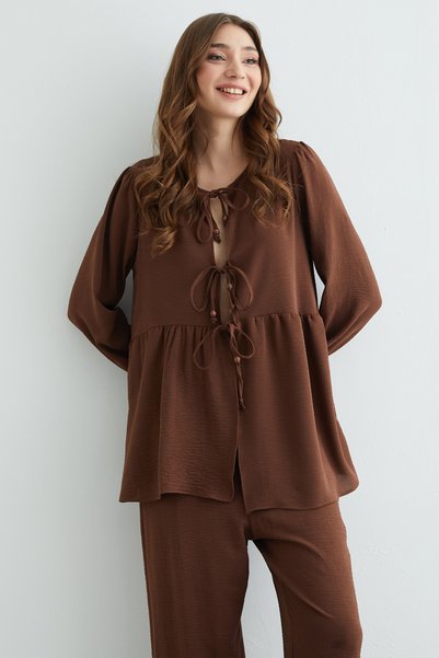 Fulla Moda Fullamodest Front Tie Ayrobin Kimono 2-Piece Set