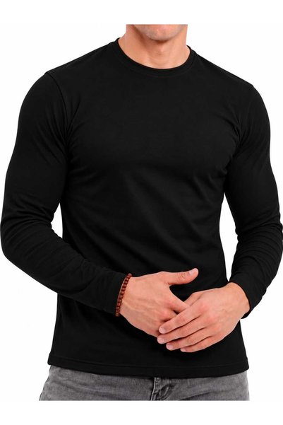 KAİZEN تيشيرت داخلي رجالي بياقة دائرية وأكمام طويلة – قطن صناعه تركي 4 قطع