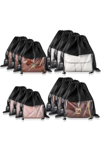 KASTWAVE 12 Pcs Dustproof Drawstring Bags, Non Woven Purse Dust Storage Bags ...