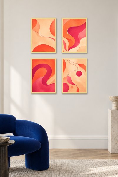 Atlas Sanat Galerisi Set de pânze abstracte din 4 piese Set de pânze înrămate...