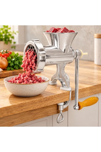 EMATTEIRO Mașină Manuală de Tocat Carne Aluminiu, Pâlnie Cârnați, Argintiu, 1...