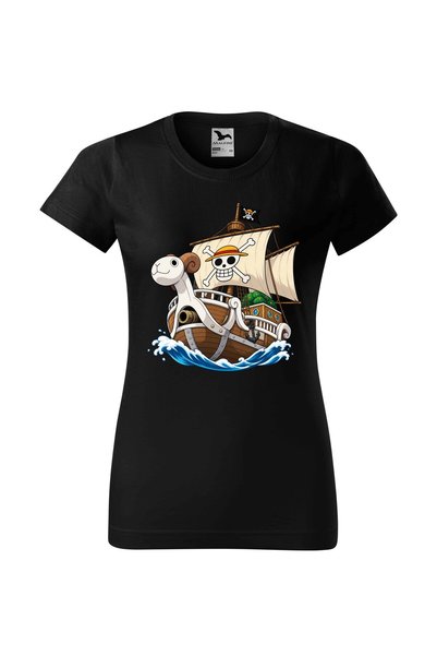 Malfini Tricou personalizat "One Piece – Going Merry", Negru, Dama, Bumbac 100%,