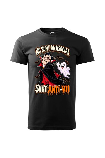 Malfini Tricou personalizat "Nu sunt antisocial", Negru, Barbat, Bumbac 100%,