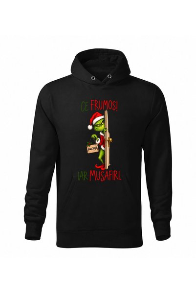 Malfini Hanorac personalizat "Grinch - Ce frumos", Negru, Barbat, Unisex, 65%...