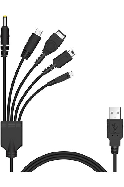 GENERAL كابل شحن USB 5 في 1 من Xahpower لأجهزة نينتندو NDS/Wii U/New 3DS و3DS...