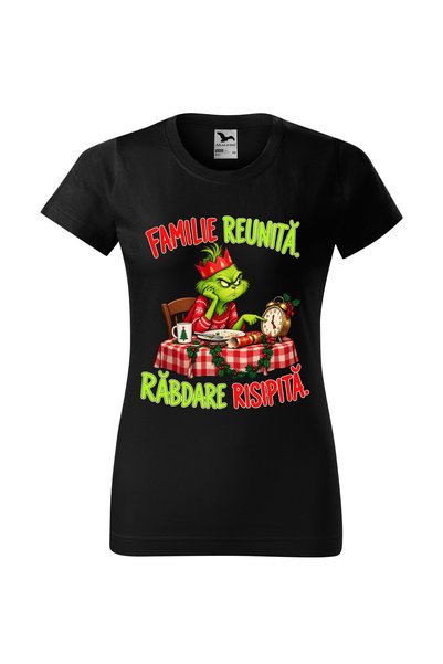 Malfini Tricou personalizat "Grinch - Familie reunita", Negru, Dama, Bumbac 1...
