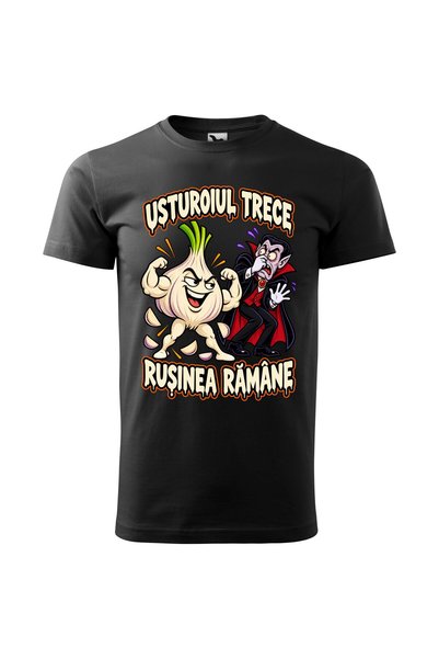 Malfini Tricou personalizat "Usturoiul trece", Negru, Copil, Bumbac 100%,