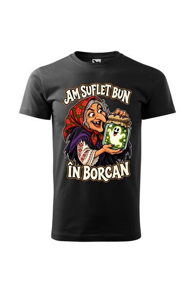 Malfini Tricou personalizat "Am suflet bun", Negru, Barbat, Bumbac 100%,