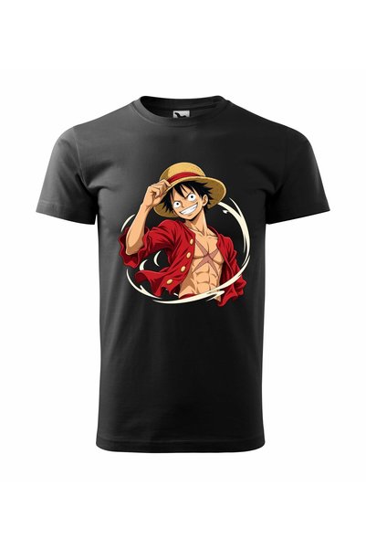 Malfini Tricou personalizat "One Piece – Luffy #1", Negru, Barbat, Bumbac 100%,
