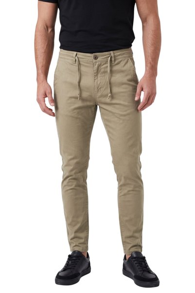 DeepSEA Erkek Slim Fit Likralı Açık Haki Jogger Pantolon – Beli Lastikli İpli Esnek Spor Pantolon 2700523
